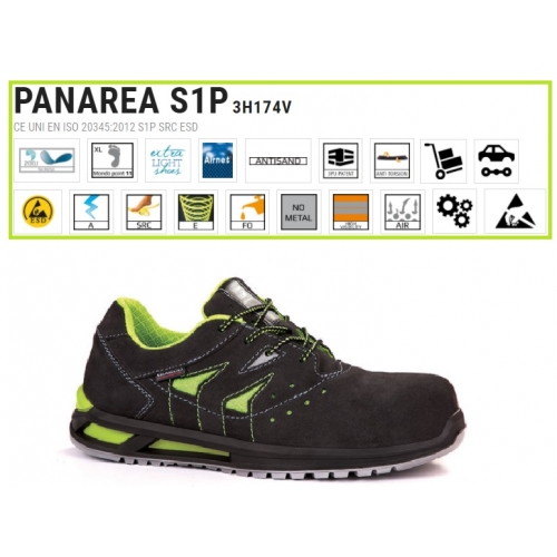 SCARPE ANTINFORTUNISTICHE PANAREA S1P PELLE GROPPONE SCAMOSCIATO GIASCO