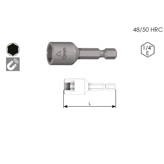 CHIAVE BUSSOLA MAGNETICA 1/4”E MM 10 Ø LTI