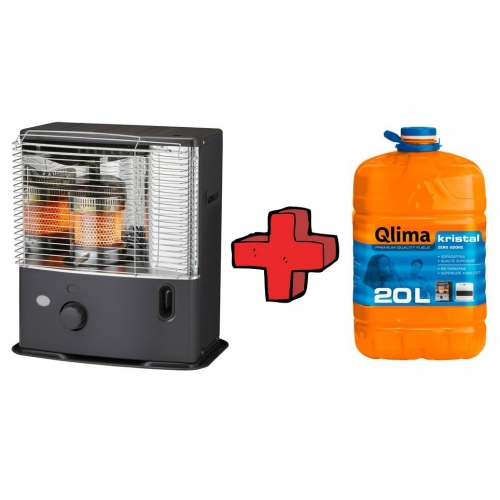 STUFA A COMBUSTIBILE QLIMA 2,4 KW R3224 + COMBUSTIBILE PER STUFA KRISTAL LT 20