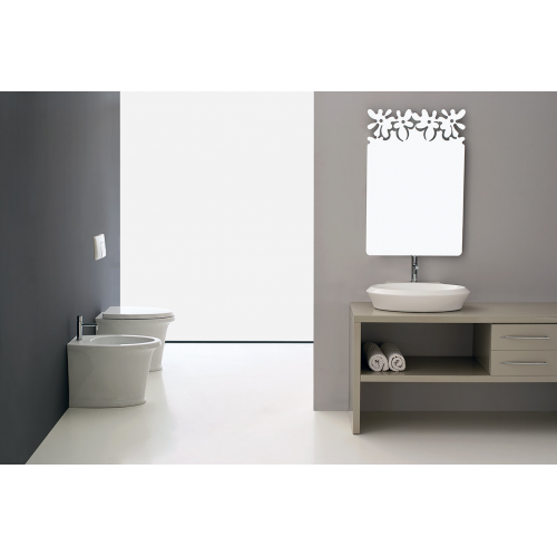 SANITARI COPPIA CITY BIDET MONOFORO VASO CON SEDILE SCARICO BIDIREZIONALE COLORAZIONE BIANCO INSTALLAZIONE A TERRA