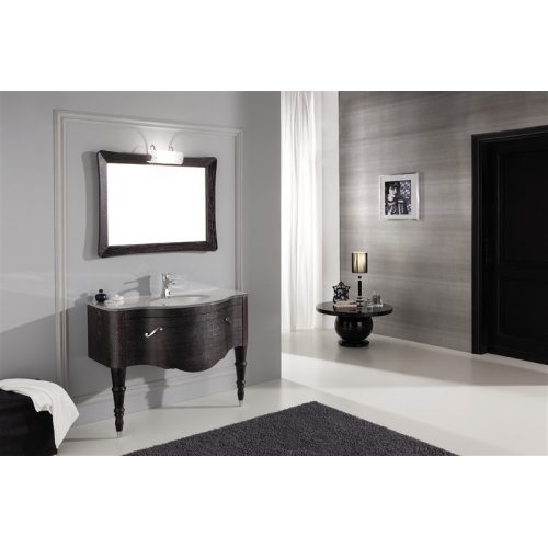 MOBILE BAGNO DECO' D03 CM 104 BASE LAVABO VETRO FOGLIA ARGENTO SPECCHIO LAMPADA ILLUMINAZIONE COLORAZIONE ROVERE MORO DECAPE' A