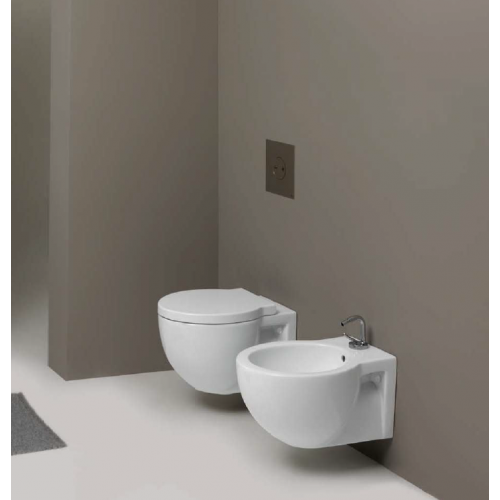 SANITARI COPPIA EASY BATH BIDET MONOFORO VASO CON SEDILE COLORE BIANCO SOSPESI