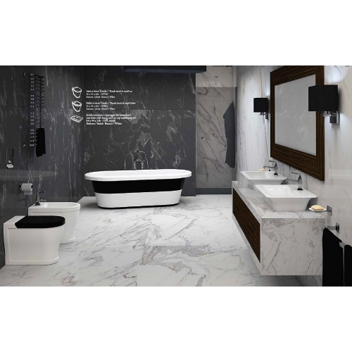 SANITARI COPPIA OPERA BIDET MONOFORO VASO CON SEDILE SCARICO BIDIREZIONALE COLORE BIANCO INSTALLAZIONE A TERRA LINEA TONDA