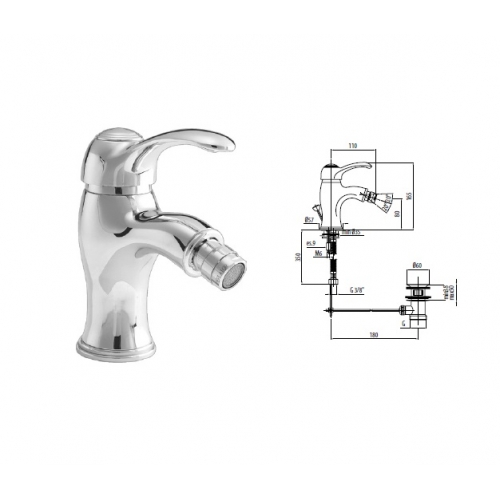 MISCELATORE R200 ELITE BIDET CON SCARICO 1"1/4