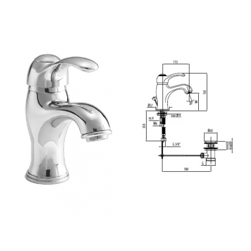 MISCELATORE R200 ELITE LAVABO CON SCARICO 1"1/4