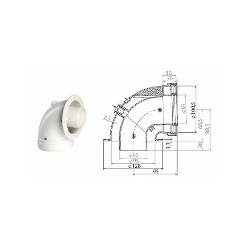 KIT FUMI COASSIALE CURVA 90° CONDENSAZIONE Ø 100/60 MM