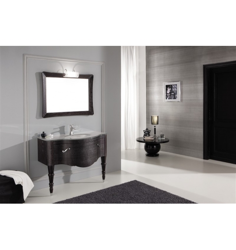 MOBILE BAGNO DECO' D03 CM 104 BASE LAVABO VETRO FOGLIA ARGENTO SPECCHIO LAMPADA ILLUMINAZIONE COLORAZIONE ROVERE MORO DECAPE' A