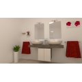 MOBILE BAGNO URBAN MONTI CM 140 TOP VELETTA 2 LAVABI CERAMICA 2 SPECCHI FILO LUCIDO COLORAZIONE TRANCHE' CHIARO/TRANCHE'SCURO