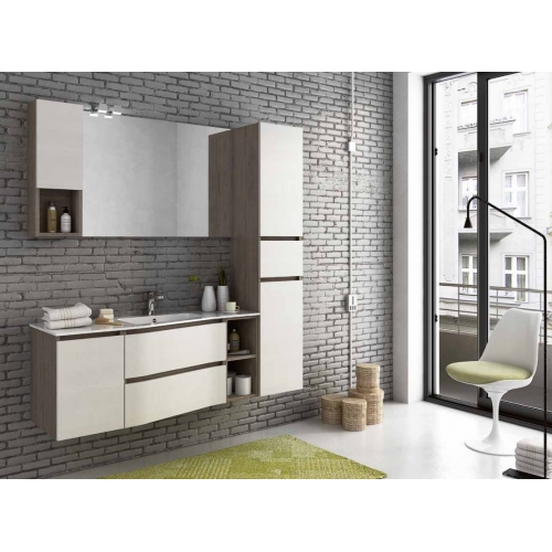 MOBILE BAGNO URBAN COMPONIBILE UC10 CM 165 BASE LAVABO OCRITECK BASE CONTENITORE SPECCHIO FILO LUCIDO COLONNA SOSPESA ANTE CM 3