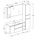 MOBILE BAGNO URBAN COMPONIBILE UC10 CM 165 BASE LAVABO OCRITECK BASE CONTENITORE SPECCHIO FILO LUCIDO COLONNA SOSPESA ANTE CM 3