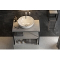 MOBILE BAGNO URBAN COMPONIBILE US01 CM 74 BASE LAVABO METALLO BASE CONTENITORE SPECCHIO TONDO PENSILI A GIORNO COLORAZIONE CEME