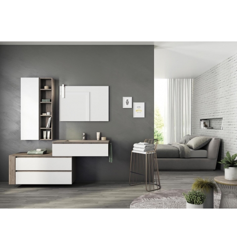 MOBILE BAGNO FREEDOM F29 ROVERE TERRA BIANCO LACCATO OPACO LARGHEZZA CM 177 PROFONDITA' CM 50