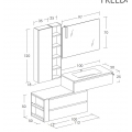 MOBILE BAGNO FREEDOM F29 ROVERE TERRA BIANCO LACCATO OPACO LARGHEZZA CM 177 PROFONDITA' CM 50