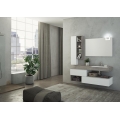 MOBILE BAGNO FREEDOM F26 ROVERE GESSATO GRIGIO BIANCO LACCATO OPACO LARGHEZZA CM 170 PROFONDITA' CM 50