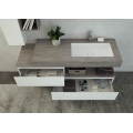 MOBILE BAGNO FREEDOM F26 ROVERE GESSATO GRIGIO BIANCO LACCATO OPACO LARGHEZZA CM 170 PROFONDITA' CM 50