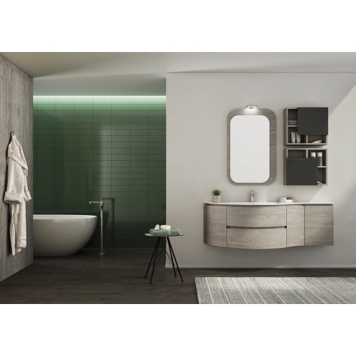 MOBILE BAGNO FREEDOM F30 ROVERE GRIGIO GESSATO GRIGIO ANTRACITE OPACO LARGHEZZA CM 155 PROFONDITA' CM 21