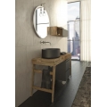 MOBILE BAGNO FREEDOM F32 MASSELLO DI ABETE GRIGIO FUMO LACCATO OPACO LARGHEZZA CM 150 PROFONDITA' CM 50