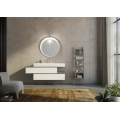 MOBILE BAGNO FREEDOM F34 LACCATO BIANCO OPACO ROVERE ROVERE GESSATO GRIGIO LARGHEZZA CM 150 PROFONDITA' CM 50