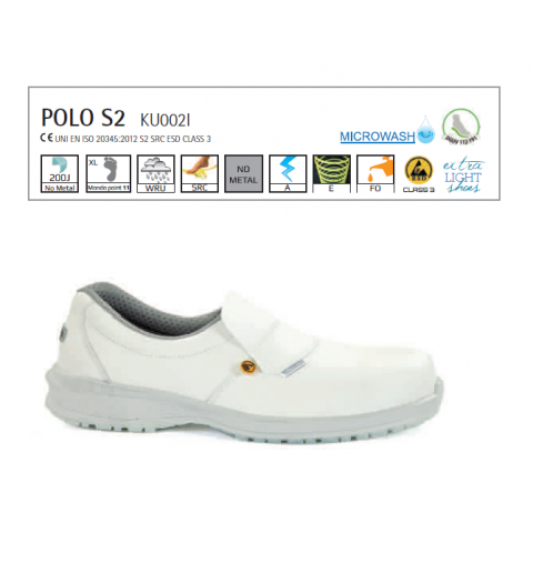 SCARPE ANTINFORTUNISTICHE POLO BASSE S2 MICROWASH BIANCHE GIASCO