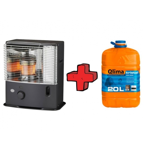 STUFA A COMBUSTIBILE QLIMA 2,4 KW R3224 + COMBUSTIBILE PER STUFA KRISTAL LT 20