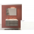 MOBILE BAGNO LINE 04 CM 100 BASE 2 CASSETTI 1 ANTA LAVABO RESINA BIANCO SPECCHIO SAGOMATO LAMPADA LED