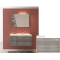 MOBILE BAGNO LINE 04 CM 100 BASE 2 CASSETTI 1 ANTA LAVABO RESINA BIANCO SPECCHIO SAGOMATO LAMPADA LED