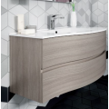 MOBILE BAGNO FLEX 01 CM 90 BASE 2 CASSETTI CURVI LAVABO RESINA BIANCO SPECCHIO SAGOMATO LAMPADA LED