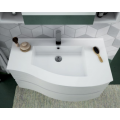 MOBILE BAGNO FLEX 01 CM 90 BASE 2 CASSETTI CURVI LAVABO RESINA BIANCO SPECCHIO SAGOMATO LAMPADA LED