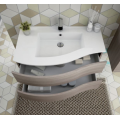 MOBILE BAGNO FLEX 01 CM 90 BASE 2 CASSETTI CURVI LAVABO RESINA BIANCO SPECCHIO SAGOMATO LAMPADA LED