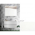 MOBILE BAGNO FLEX 01 CM 90 BASE 2 CASSETTI CURVI LAVABO RESINA BIANCO SPECCHIO SAGOMATO LAMPADA LED