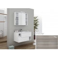 MOBILE BAGNO CITY 02 CM 90 BASE 2 CASSETTI LAVABO RESINA BIANCO SPECCHIO CONTENITORE LAMPADA LED