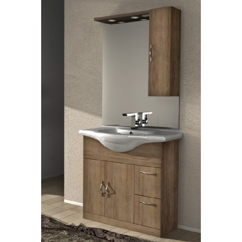 MOBILE BAGNO MONTI 09 CM 85 BASE LAVABO 2 CASSETTI 2 ANTE SPECCHIO CON PENSILE 1 ANTA TETTINO 2 LED + PRESA + INTERRUTTORE COL