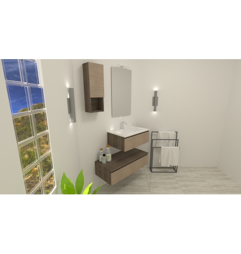 MOBILE BAGNO URBAN MONTI CM 100 BASE LAVABO POLITEK CASSETTIERA PENSILE ANTA 1 RIPIANO A GIORNO SPECCHIO FILO LUCIDO LAMPADA LE