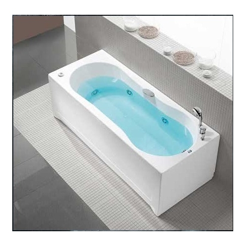 VASCA LINEA 500 IDROMASSAGGIO WHIRPOOL CM 70X170 FINITURA BIANCO CROMO COLONNA DI SCARICO PANNELLO FRONTALE E PANNELLO LATERALE