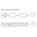 CANALETTA EASY 100 IN POLIETILENE PE-HD CLASSE C250 EN1433 LUNGHEZZA MT 1 LARGHEZZA ESTERNA MM 158 INTERNA MM 100