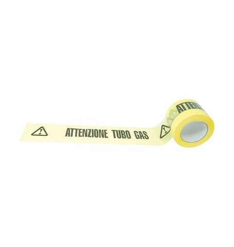 NASTRO SEGNALETICO ATTENZIONE TUBO GAS ALTEZZA MM 100 ML 200