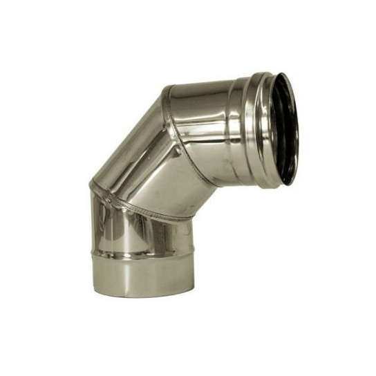 CURVA 90° ACCIAIO INOX 5/10 MONOPARETE AISI 304 SILVER Ø