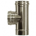 TI 90° ACCIAIO INOX 5/10 MONOPARETE AISI 304 SILVER FEMMINA FEMMINA MASCHIO Ø