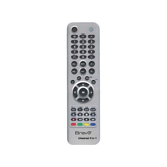 TELECOMANDO TV UNIVERSALE 4 IN 1 BRAVO + DDT + DVD + SKY MEMORIA BANCHI 4