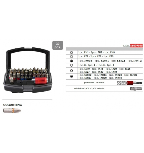 INSERTI ASSORTIMENTO ASTUCCIO 1/4” PORTAINSERTI SGANCIO RAPIDO PCS 32 LTI