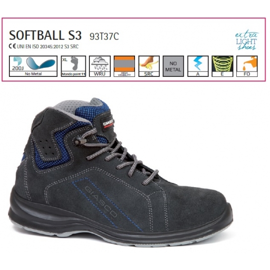 SCARPE ANTINFORTUNISTICHE SOFTBALL ALTE S3 PELLE GROPPONE WRU GIASCO