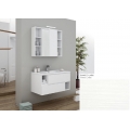 MOBILE BAGNO CITY 02 CM 90 BASE 2 CASSETTI LAVABO RESINA BIANCO SPECCHIO CONTENITORE LAMPADA LED