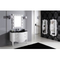 MOBILE BAGNO DECO' D02 CM 105 BASE LAVABO VETRO NERO SPECCHIO LAMPADE ILLUMINAZIONE COLORAZIONE BIANCO LUCIDO