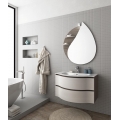 MOBILE BAGNO BROADWAY B1 CM 85 BASE LAVABO OCRITECH BIANCO SPECCHIO "GOCCIA" LAMPADA LED COLORAZIONE ROVERE TRANCHE' SCURO/TRAN