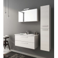 MOBILE BAGNO HARLEM H20 CM 97 BASE LAVABO CERAMICA CM 101 SPECCHIO CONONTENITORE LAMPADA LED COLONNA CM 32 COLORAZIONE ROVERE T