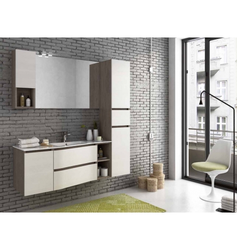 MOBILE BAGNO URBAN COMPONIBILE UC10 CM 165 BASE LAVABO OCRITECK BASE CONTENITORE SPECCHIO FILO LUCIDO COLONNA SOSPESA ANTE CM 3