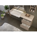 MOBILE BAGNO URBAN COMPONIBILE6 CM 140 TOP LEGNO LAVABO POLITEK BASE CASSETTI SPECCHIO FILO LUCIDO LAMPADA LED 3 PENSILI A GIOR