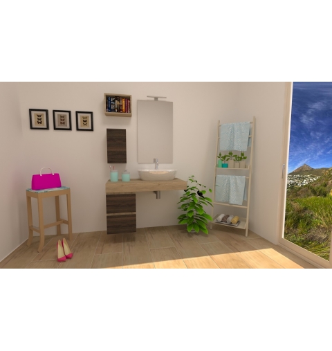 MOBILE BAGNO FREEDOM MONTI TOP VELETTA LAVABO CERAMICA BASE 2 CASSETTI SPECCHIO FILO LUCIDO LAMPADA LED PENSILE A GIORNO PENSIL