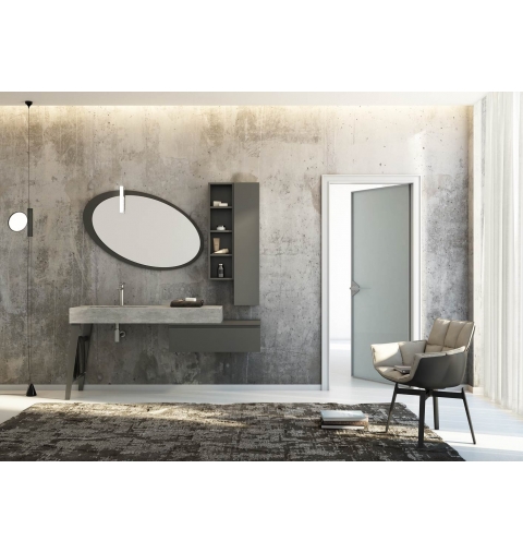 MOBILE BAGNO FREEDOM F24 GRIGIO FUMO LACCATO OPACO LARGHEZZA CM 160 PROFONDITA' CM 50