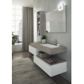 MOBILE BAGNO FREEDOM F26 ROVERE GESSATO GRIGIO BIANCO LACCATO OPACO LARGHEZZA CM 170 PROFONDITA' CM 50